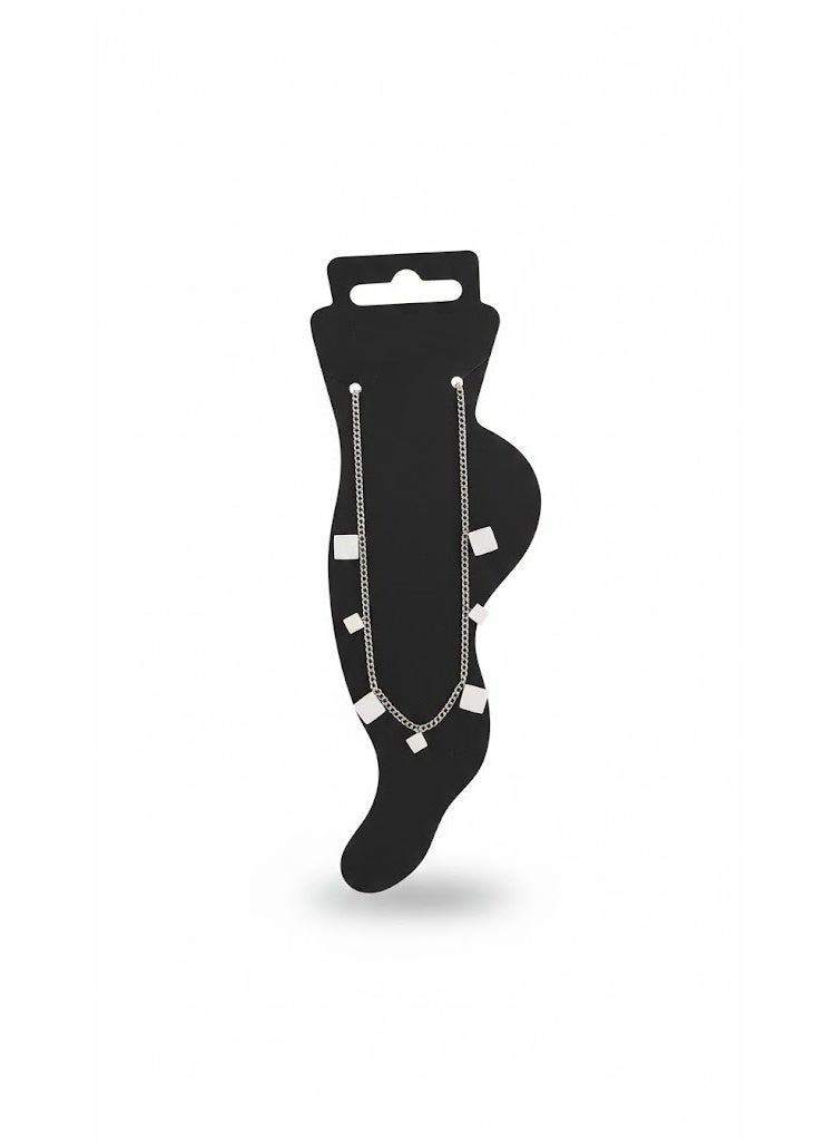 Elegant Stainless Steel Anklet with Square Charms - Image 2